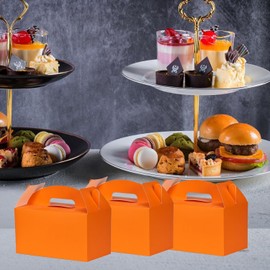 Aosric 12 pcs Party Favor Boxes, 9.45x5x5 Inch Orange Treat Boxes, Gable Boxes Candy Boxes Goodie Boxes Paper Gift Boxes with Handles for Orange Citrus Themed Party Decoration Baby Shower