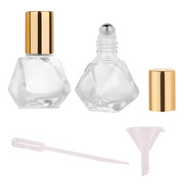 OKKRMGZ 2PCS Anointing Oil Bottles Mini Clear Glass Roller Bottle 8ml/0.27oz with Stainless Steel Ball and Gold Cap Empty Small Roll On Container for Essential Oils Perfume Fragrance Kit
