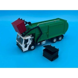 Model Scenery World 2 Dumpsters for Greenlight Mack Refuse Truck S Scale 1:64 - NO TRUCK - RED+BLACK