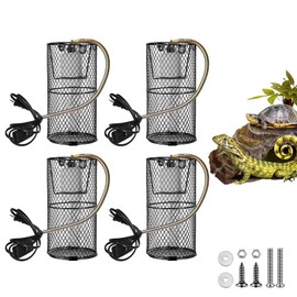 Reptile Heat Lamp Guard with Anti-Bite Brass Ceramic Emitter Basking Heater Lamp Holder,Radiant Heat Panel Reptile Holder Accessories for Turtles Chicks Lizard Snake Bulb Not Included(4Packs)