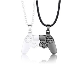 COLORFUL BLING Mutual Attraction Game Controller Necklace for Couple Matching Console Handle Pendant for Best Friends Friendship Valentine's Gifts Him and Her Lovers BFF Jewelry, Metal, alloy