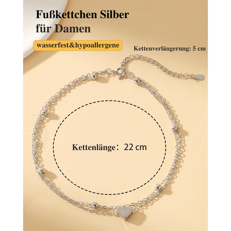Anklet for Women Silver 925 Gold Anklet for Women Double