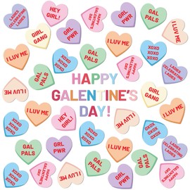 Noveread 83 Pcs Galentines Day Conversation Heart Cutouts Bulletin Board Candy Hearts Cutouts Border Galentines Classroom Decorations for Galentine's Party Wedding Supplies Classroom Wall Door Decor