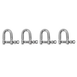 304 Stainless Steel D-Shaped Shackles, Set of 4, Nominal Diameter 4, Load Capacity 132.3 lbs (60 kg), Screw Shackle, Hanging Tool, Chain, Wire, Fixing, Coupling Tool