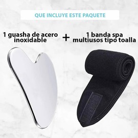 Gua Sha, Herramienta de Masaje de Acero Inoxidable, Banda Facial, Placa de Guasha Facial, Herramienta de Modelado Facial, Moldeador de L?nea Mandibular, Herramienta de Guasha para Cuerpo y Masaje