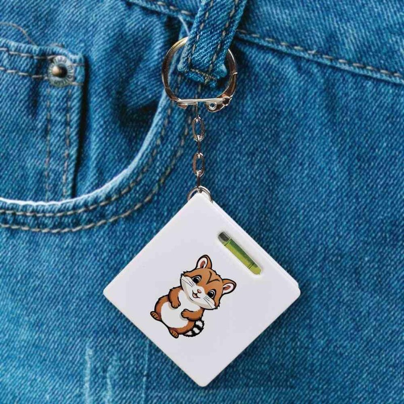Azeeda 'Happy Chipmunk' Keyring Tape Measure/Spirit Level Tool (KM00034527)