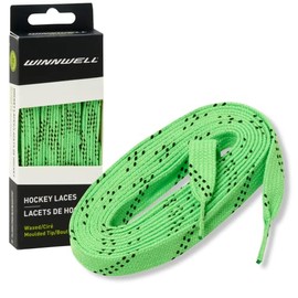 Winnwell Waxed Hockey Skate Laces - Ice Hockey & Roller Blade Skates Laces, Multiple Lace (Lime Green/Black, 130")