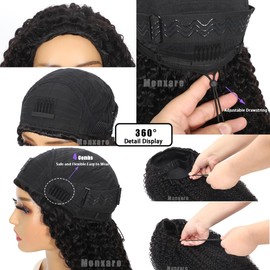 Half Wig Human Hair Water Wave 220% Density 3 In 1 Seamless Flip Over with Adjustable Drawstring 18 Inch Wear Go Glueless Wigs Wet and Wave Curly Half Wigs for Women Headband Wig Beginner Friendly