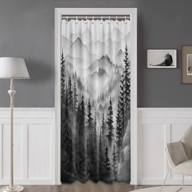 QGHOT Extra Wide Shower Curtain for Clawfoot Tub, 108x72 Inch, Black Forest Nature Mountain Pattern Bathroom Decor, Waterproof Cloth Fabric with Hooks