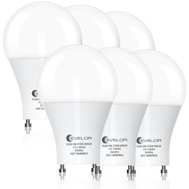 evelor GU24 LED Light Bulb,60 Watt Equivalent Soft White 2700K,Non-Dimmable,Efficient 9W,800 Lumens Twist and Lock 2 Prong Light Bulbs,15000 Hours,Ideal for Kitchen,Living Room,Bedroom,6-Packs