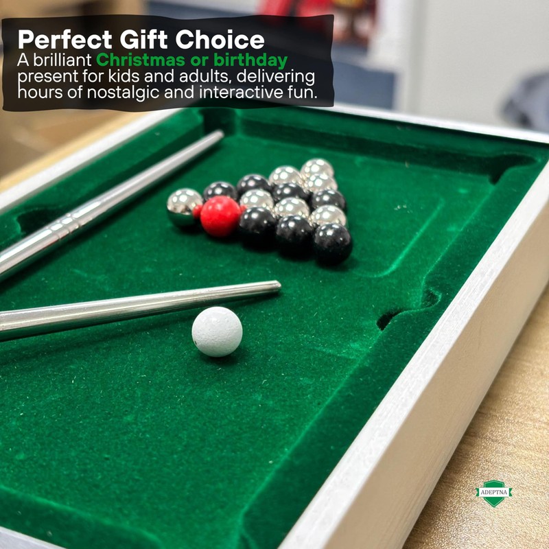 ADEPTNA Desktop Mini Pool Table Game Set Compact Tabletop Billiards