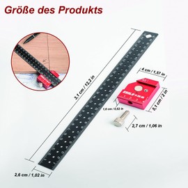 Marking Gauge, Combination Angle Stop Ruler, Stainless Steel, Marking Ruler, Metal, Marking Gauge Metal with Stop, 30 cm, Angle Woodworking Tool for Woodworking and Design