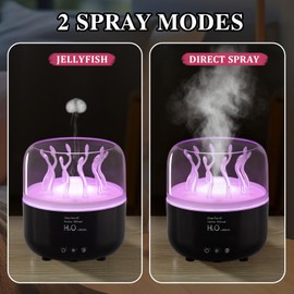 Jellyfish Humidifier Diffuser, 280ml Essential Oil Diffuser with Remote, 7 Color Lights, Quiet Ultrasonic Cool Mist Humidifier for Home, Office, Nursery, Auto-Off (Black)