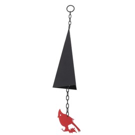 Iron Triangle Wind Bell with Red Bird North Country Wind Chimes Indoor Outdoor Decor for Door Porch Patio Garden