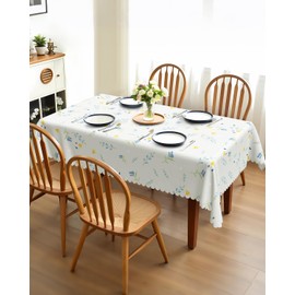Table Cloths Rectangular 55x70 Inch, Linen Rustic Farmhouse Floral Rectangle Nappe de Table with Dust Proof Wrinkle Free Anti-Fading Washable Dinning Table Cover for Kitchen Party Outdoor