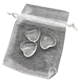 3 gemstone hearts in a set, stone hearts made of 3 gemstones, heart shape, lucky charm gift and decoration (rock crystal)