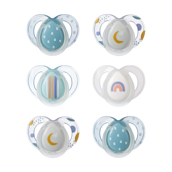 Tommee Tippee Night Time Pacifier, 6-18 Months, Symmetrical Silicone Baglet,