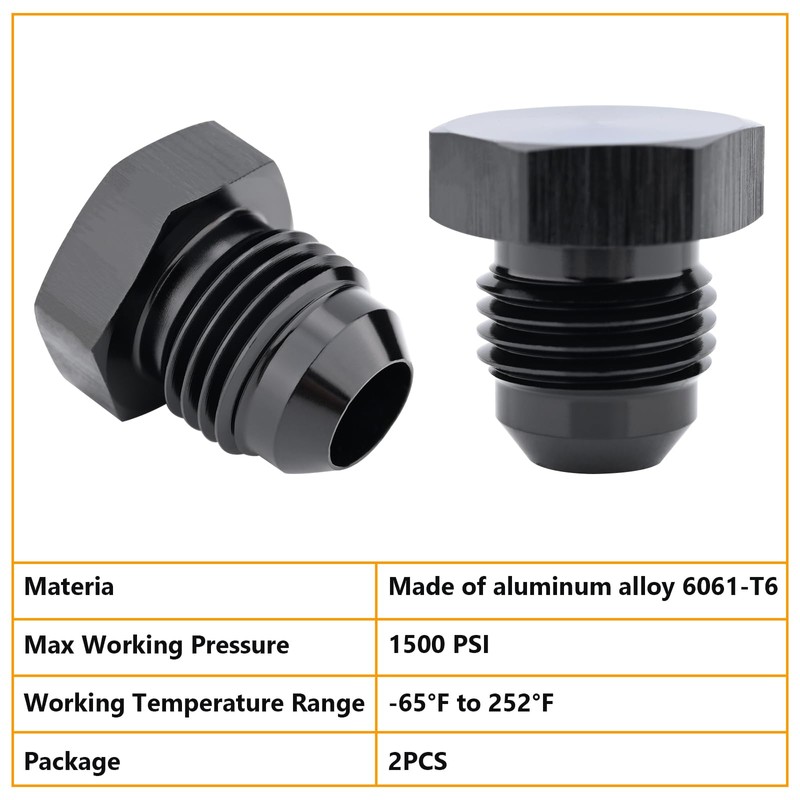 6AN Male Flare Thread Blanking Plug Fitting Hex Head Plug