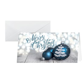 SIGEL DS058 Weihnachtskarten-Set mit Umschlag | DIN lang | 25 Stück | blau/silber "Delightful Christmas" | ideal zum Bedrucken