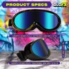 GloFX Blue Mirror Ski Goggles - Futuristic Reflective Glasses, Full-Face