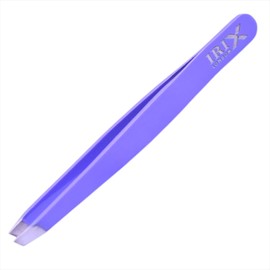 Irix London Professional Slanted Tweezers - Precision Eyebrow and Facial Hair Plucking - Multipack, Silver Tipped (Purple)
