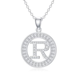 Molioaki Women's 925 Silver Necklace with Letter Pendant Letter Chain 45 + 5 cm Length Zircon Letter Alphabet Choker Chain Jewellery Gift for Women Valentine's Day Birthday, Cubic Zirconia