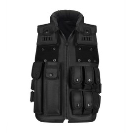 HUNTVP Tactical Vest Military Army Waistcoat Molle Airsoft Vest for Mens Womens Camping Hiking Hunting Outdoors (Type1-Black)
