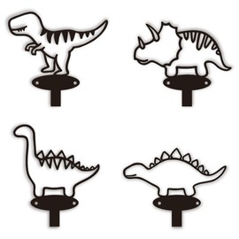 4 Piece Set Cartoon Dinosaur Silhouette Shape Coat Hooks Wall Mounted Matte Black Metal Wall Hanger Hooks for Coat Hat Garments Leashes Modern Minimalist Design Dinosaur Room Decor for Boys Girls Kids