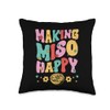 Making Miso Happy Ramen Japanese Food Lover Noodles Throw Pillow
