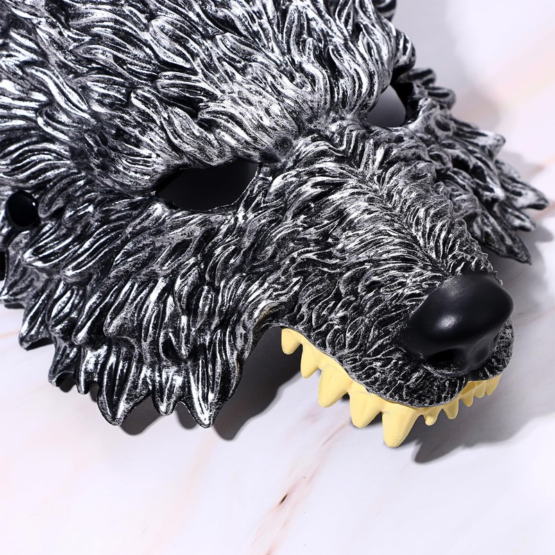 Cupimatch Steampunk 3D Werewolf Mask: Half-Face Animal Masquerade Mask for
