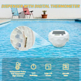 Spobot Solar Floating Pool Thermometer - Pool Thermometer IP68 Waterproof Water with Remote Light Dynamic Light Show, Pools Temperature Gauge Easy Read for Hot Tubs & Spas