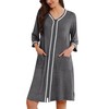 Ekouaer Zipper Robes for Women 3/4 Sleeves Lightweight House Coat