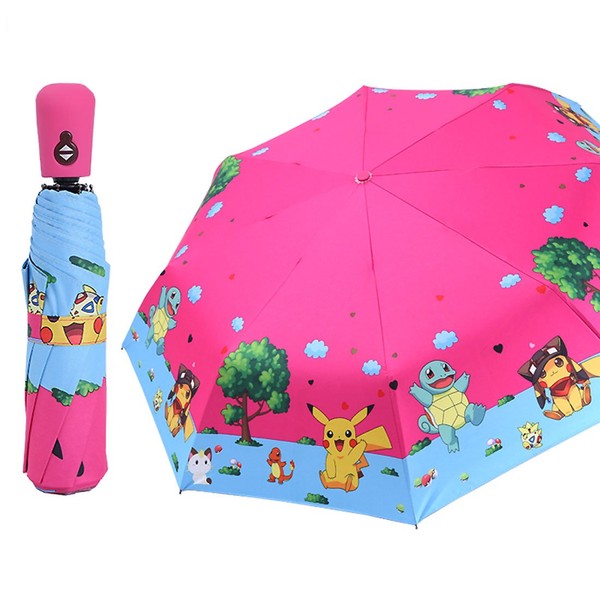 Lussenwert Kids Folding Umbrella Automatic Open-Close UV Protection Cartoon Tri-fold