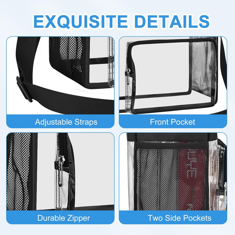 Busiuw Clear Bag for Stadium Events 12x12x6, Clear Tote Bag
