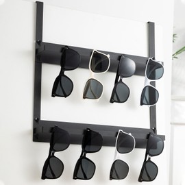 LemonRoad Over The Door Sunglasses Organizer Storage Hook 2 Layers Metal Sunglasses Holder Hanging Door Eyewear Display Rack Glasses Hanger for Office Home Closet Decor Husband Women Gifts