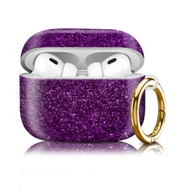 Compatiable with AirPod Pro 2nd/1st Generation Case,Lightweight & Durable Resistant Hard Case with Keychain,Stylish Design AirPod Case Cover for Women (Shiny Purple)