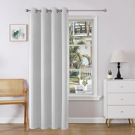 Joydeco Blackout Door Curtain for Doorway Privacy 96 Inches Long, Grommet Closet Curtain for Open Closet, Room Divider for Bedroom Living Room (Greyish White 52Wx96L, 1 Panel)