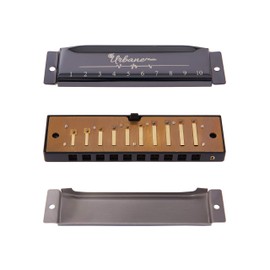 URBANE Harmonica 10 Holes 20 Tunes Mouth Organ Blues Deluxe Harmonica, Key of C for Beginner, Adults, Kids Gift, Black
