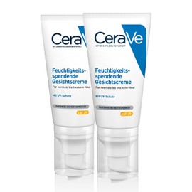 CeraVe Moisturising Face Cream with SPF 25 for Normal to Dry Skin, with Hyaluronic Acid and 3 Essential Ceramides, 2 x 52 ml