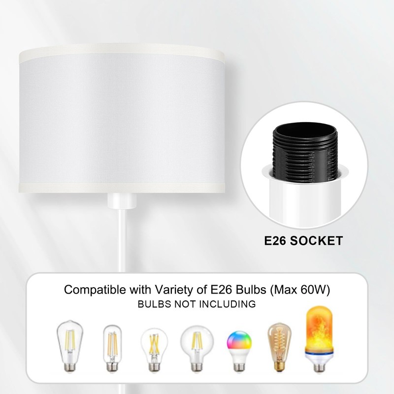 AUQUEE Floor Lamps for Living Room, Modern White Standing Lamp