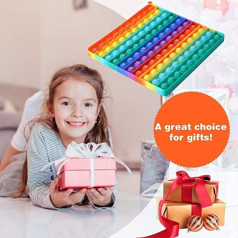7.8in Big Size P0pp Math Toys , Rainbow Square Fidget