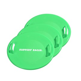 Slippery Racer Heavy-Duty Cold Resistant Downhill Pro Adults and Kids Plastic Outdoor Winter Saucer Disc Snow Sled with Handles (Green, 2)