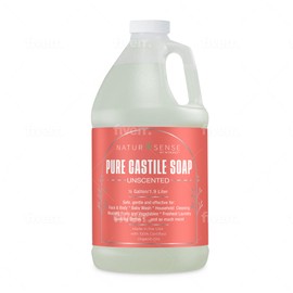 NaturSense Pure Castile Soap. Unscented, made with 100% Certified Organic Oils, Gentle Personal & Baby Wash, Safe & Effective Household Cleaning 64 Fl Oz/Half-Gallon (Pack of 1)