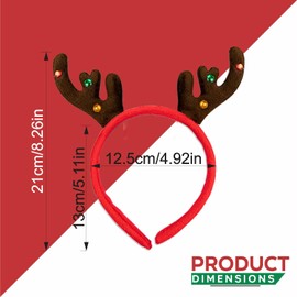 ATKIN BROTHERS Santa Head Band Christmas Head Bands Christmas Head Wear Santa Hat Headband Xmas Hair Band Round Xmas Headwear Partywear Comfort Santa Band Supplies Christmas (1count) (Reindeer)