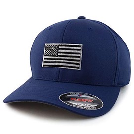 Armycrew USA American Flag Embroidered Flexfit Cap Fits Up to XXL - Navy - XL - 2XL
