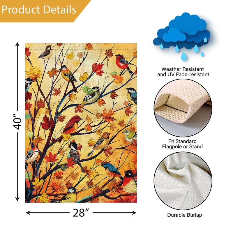Louise Maelys Welcome Fall Garden House Flag 28x40 Inch Double