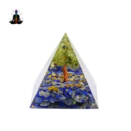 VMDEKK Moonstone Crystal Orgone Pyramid Ogan Crystal Energy Tower Nature Reiki Chakra Crushed Stone Flower of Life Crystal Orgonite Pyramid Healing Chakra Pyramid Gift for Lover (Lapis Lazuli)