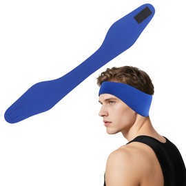 Swimming Headband to Hold Earplugs, Adjustable Swim Ear Band Waterproof, Swimming Earplugs Protection Cover Keep Water Out (Blue, L)