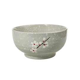 lachineuse - Large Japanese Ramen Bowl - Grey ⌀ 16.5 cm - 1000 ml - Cherry Blossoms - Rice Bowls, Breakfast & Soup Bowls - Asian Japan Asia - Japanese Tableware Gift