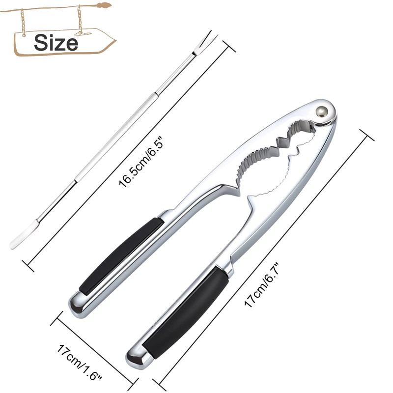 Nutcracker with Non-Slip Handle, 304 Stainless Steel Metal Nutcracker Walnut